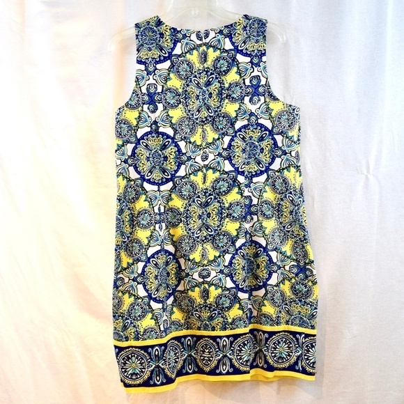 Karen Scott Multicolor geometric print bodycon blue dress - Picture 1 of 4